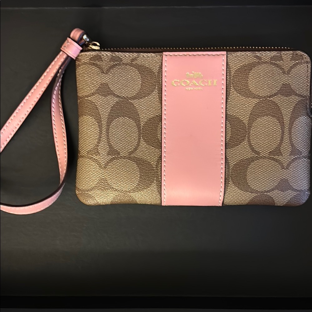 Coach Brown and Pink Wristlet